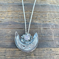 Gypsy Moon Rose Quartz Sterling Silver Necklace - Sand and Snow Jewelry - Necklaces - PNW 2