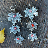 Triple Decker Maple Leaf Sterling Silver Earrings - Sand and Snow Jewelry - Necklaces - PNW 2