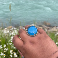 Crater | Blue Chalcedony Sterling Silver Ring - Sand and Snow Jewelry -  - One of a Kind