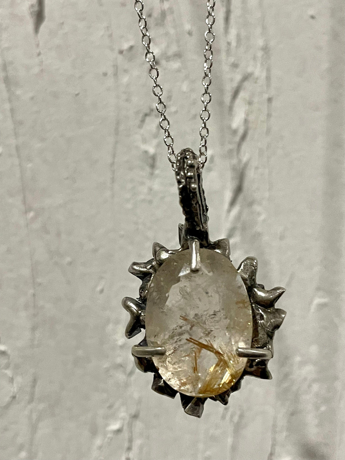 Rutilated Gold Quartz Ice Portal Sterling Silver Pendant - Sand and Snow Jewelry - Necklaces - One of a Kind