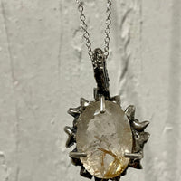 Rutilated Gold Quartz Ice Portal Sterling Silver Pendant - Sand and Snow Jewelry - Necklaces - One of a Kind