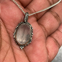 Faceted Rose Quartz Sterling Silver Necklace - Sand and Snow Jewelry - Necklaces - One of a Kind