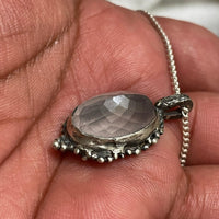 Faceted Rose Quartz Sterling Silver Necklace - Sand and Snow Jewelry - Necklaces - One of a Kind