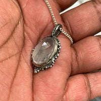 Faceted Rose Quartz Sterling Silver Necklace - Sand and Snow Jewelry - Necklaces - One of a Kind