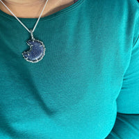 Ken | Blue Sandstone Moon Sterling Silver Necklace - Sand and Snow Jewelry -  - One of a Kind