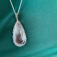 Botswana Agate Sterling Silver Necklace - Sand and Snow Jewelry - Necklaces - One of a Kind
