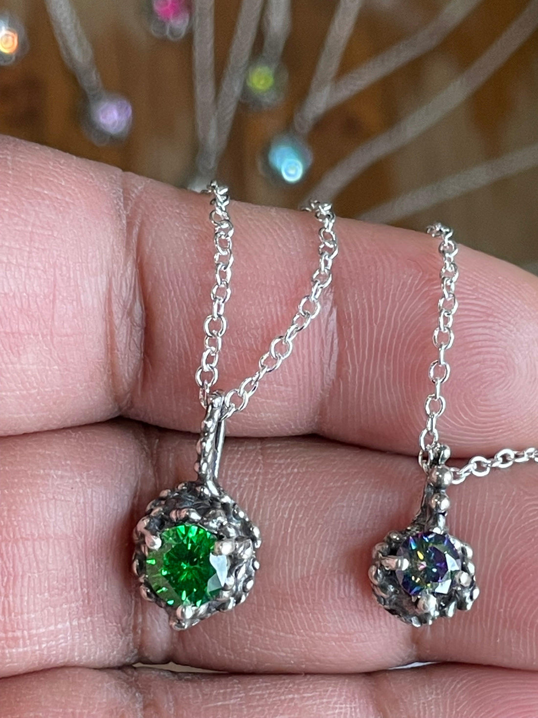 Droplets Small Birthstone Sterling Silver Bling Necklaces - Sand and Snow Jewelry