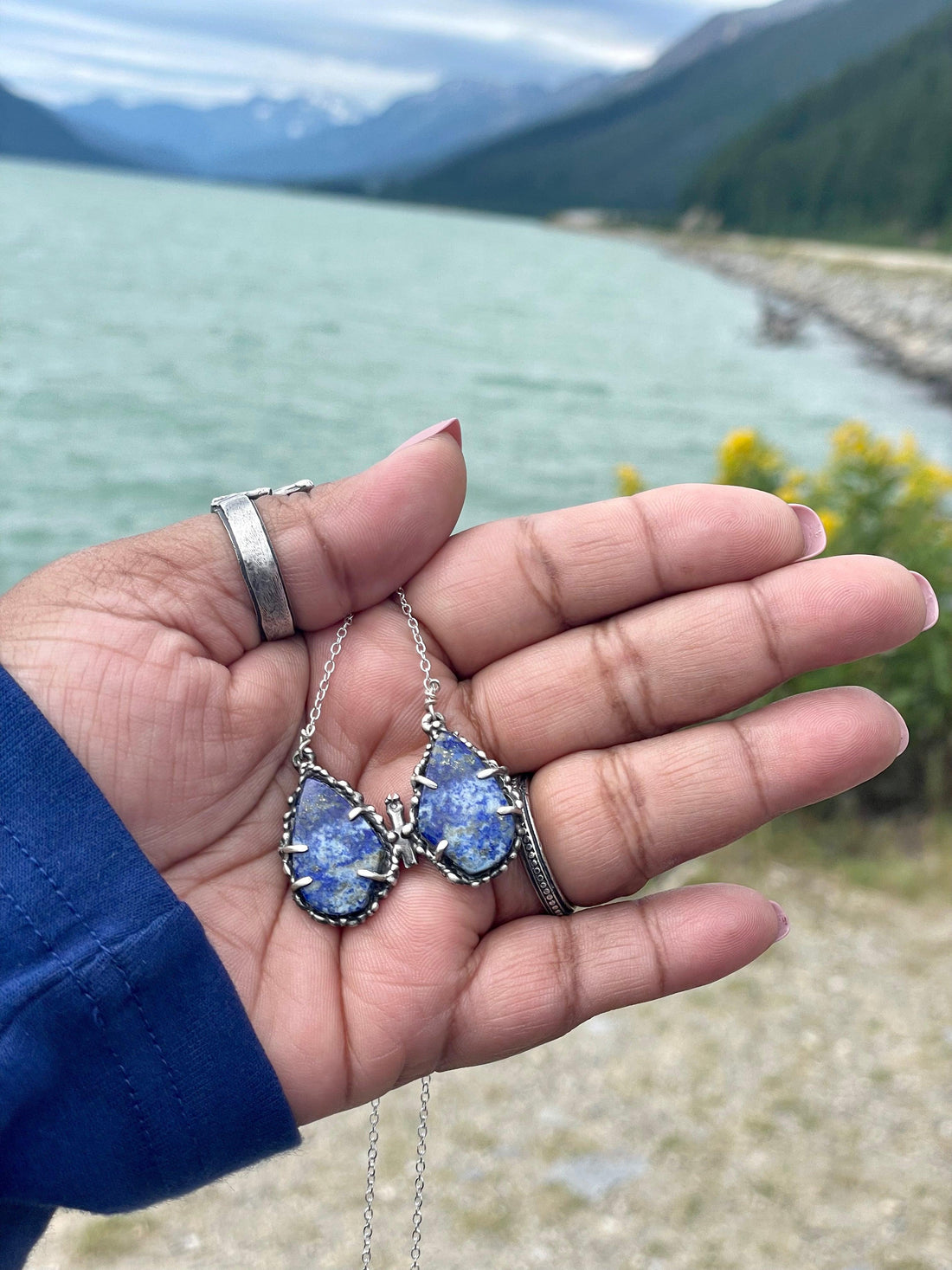 Lapis Lazuli Butterfly Sterling Silver Necklace - Sand and Snow Jewelry