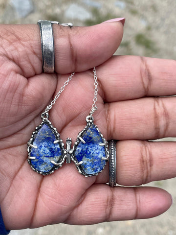 Lapis Lazuli Butterfly Sterling Silver Necklace - Sand and Snow Jewelry