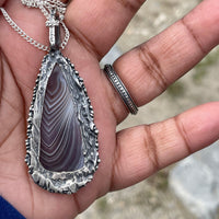 Botswana Agate Sterling Silver Necklace - Sand and Snow Jewelry - Necklaces - One of a Kind