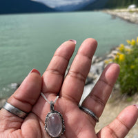 Faceted Rose Quartz Sterling Silver Necklace - Sand and Snow Jewelry - Necklaces - One of a Kind