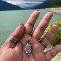 Faceted Rose Quartz Sterling Silver Necklace - Sand and Snow Jewelry - Necklaces - One of a Kind