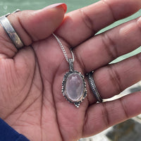 Faceted Rose Quartz Sterling Silver Necklace - Sand and Snow Jewelry - Necklaces - One of a Kind