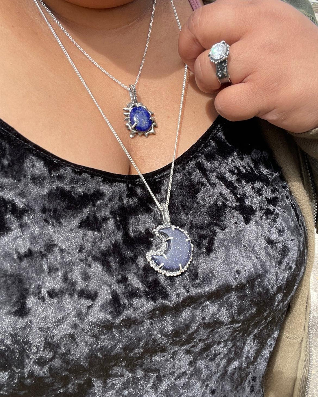 Lapis Lazuli Ice Portal Sterling Silver Pendant - Sand and Snow Jewelry - Necklaces - One of a Kind