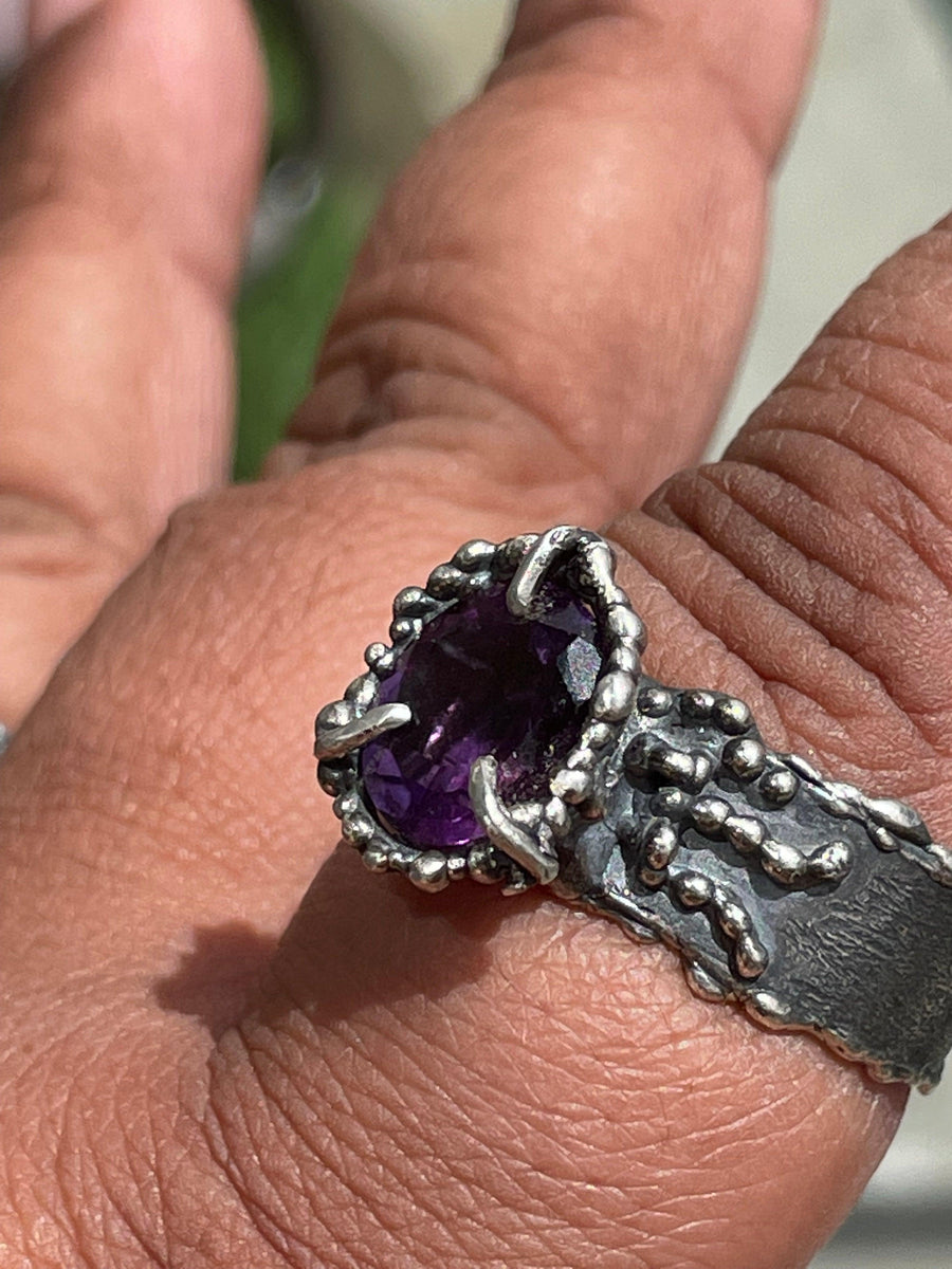 Ariel Amethyst Sterling Silver Ring US Size 11 - Sand and Snow Jewelry - Rings - Ready to Ship