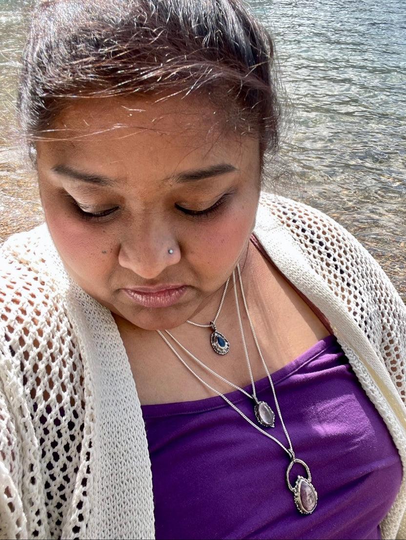 Faceted Rose Quartz Sterling Silver Necklace - Sand and Snow Jewelry - Necklaces - One of a Kind