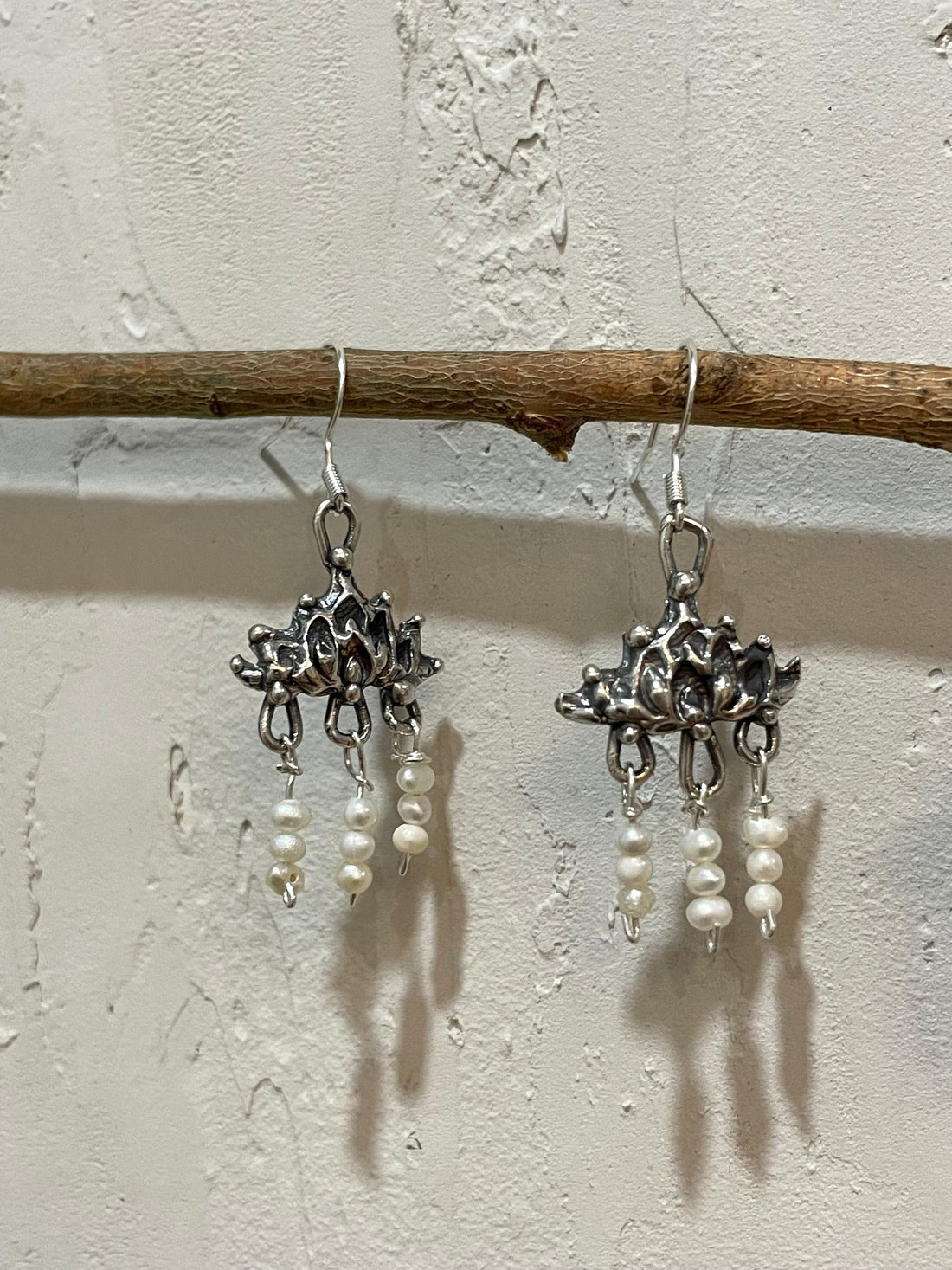 Lotus Pearl Boho Sterling Silver Earrings - Sand and Snow Jewelry