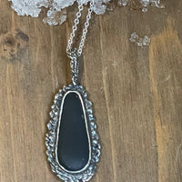 Leena | Black Beach Stone Sterling Silver Necklace - Sand and Snow Jewelry - Necklaces - One of a Kind