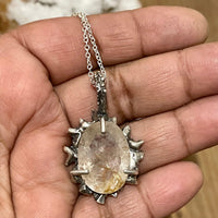 Rutilated Gold Quartz Ice Portal Sterling Silver Pendant - Sand and Snow Jewelry - Necklaces - One of a Kind