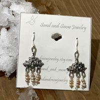 Lotus Pearl Boho Sterling Silver Earrings - Sand and Snow Jewelry