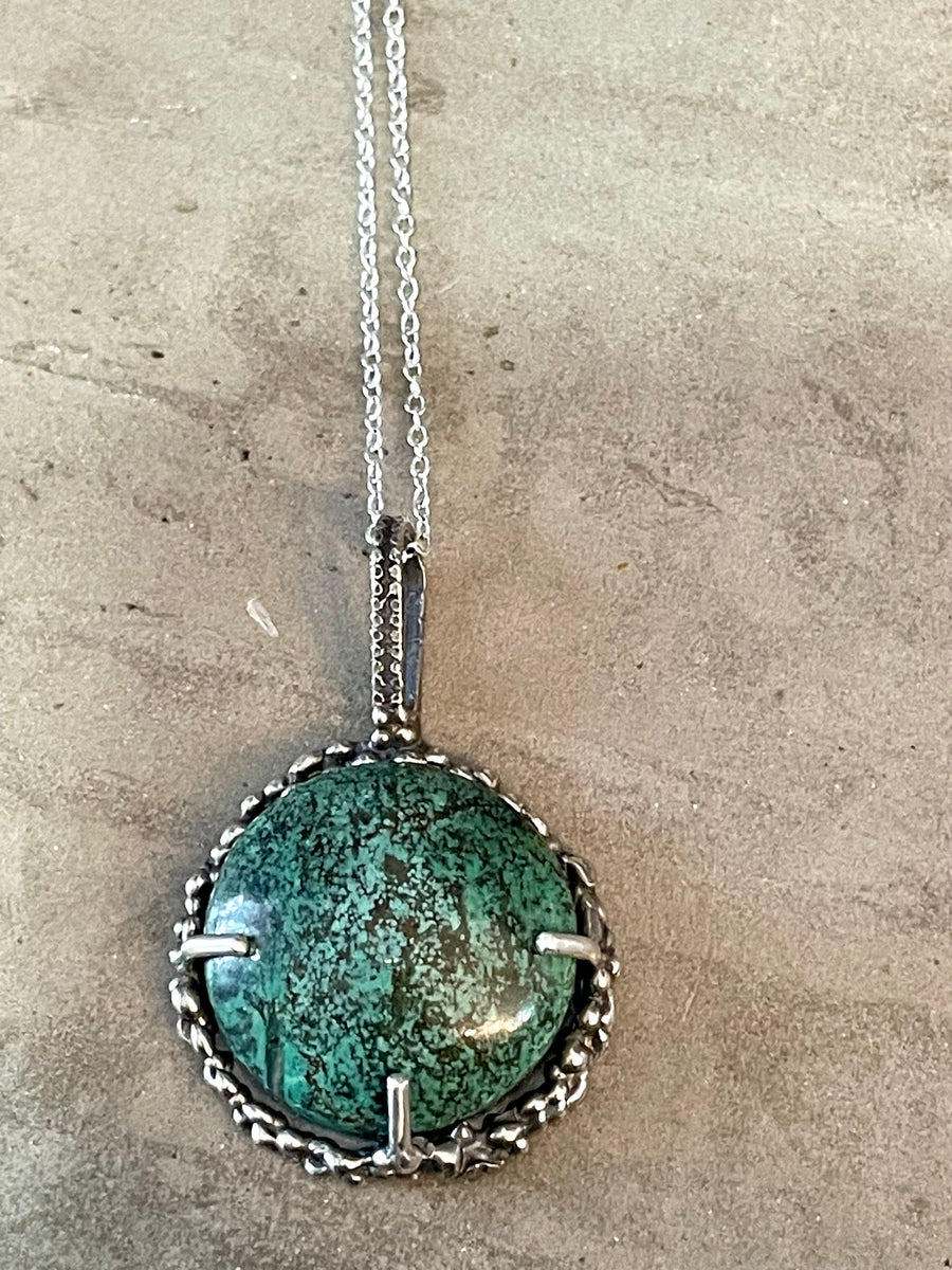 Hubei Turquoise Sterling Silver Necklace - Sand and Snow Jewelry - Necklaces - One of a Kind