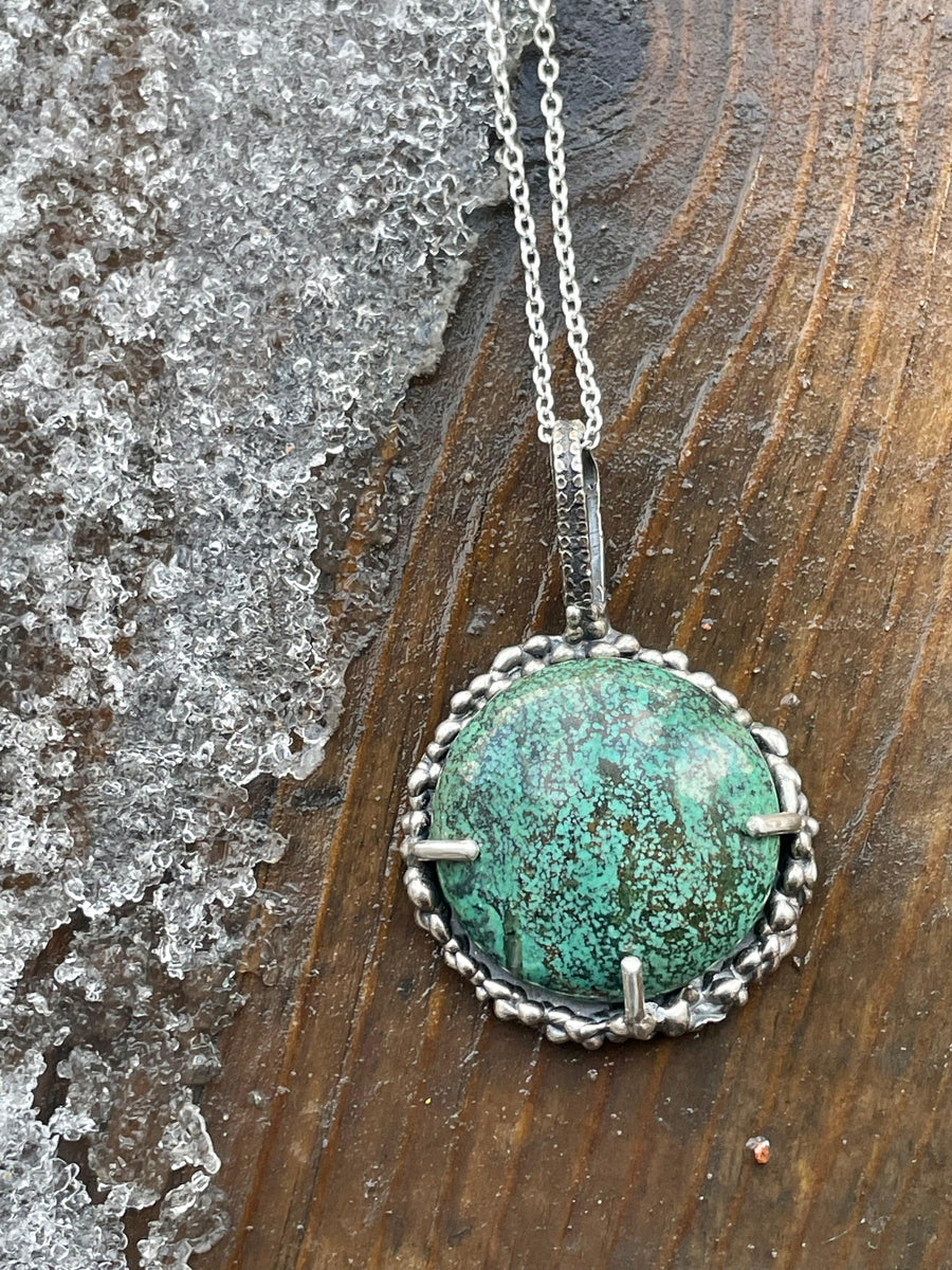 Hubei Turquoise Sterling Silver Necklace - Sand and Snow Jewelry - Necklaces - One of a Kind