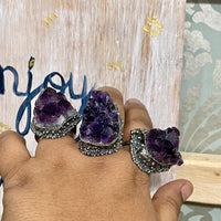 Amethyst Teardrop Crystal Sterling Silver Ring - Sand and Snow Jewelry