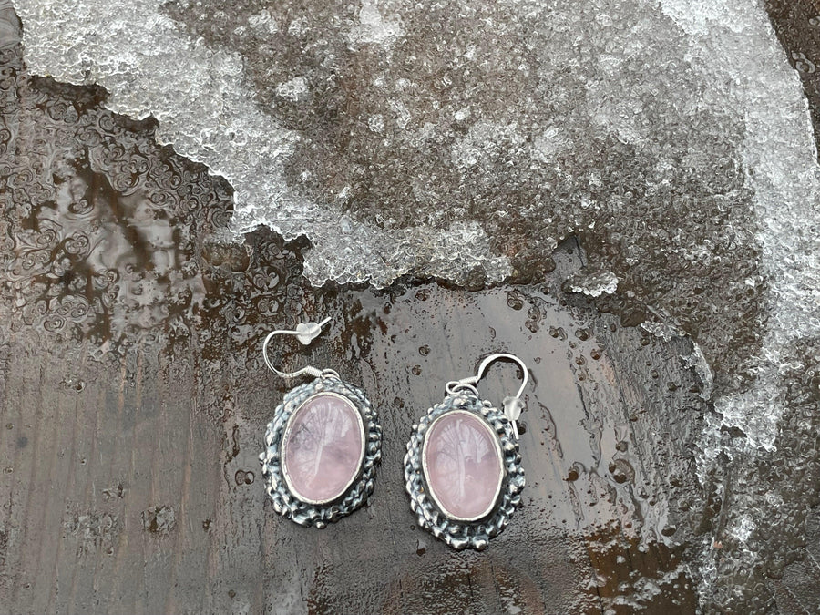 Ice Glass Gemstone Sterling Silver Earrings - Sand and Snow Jewelry