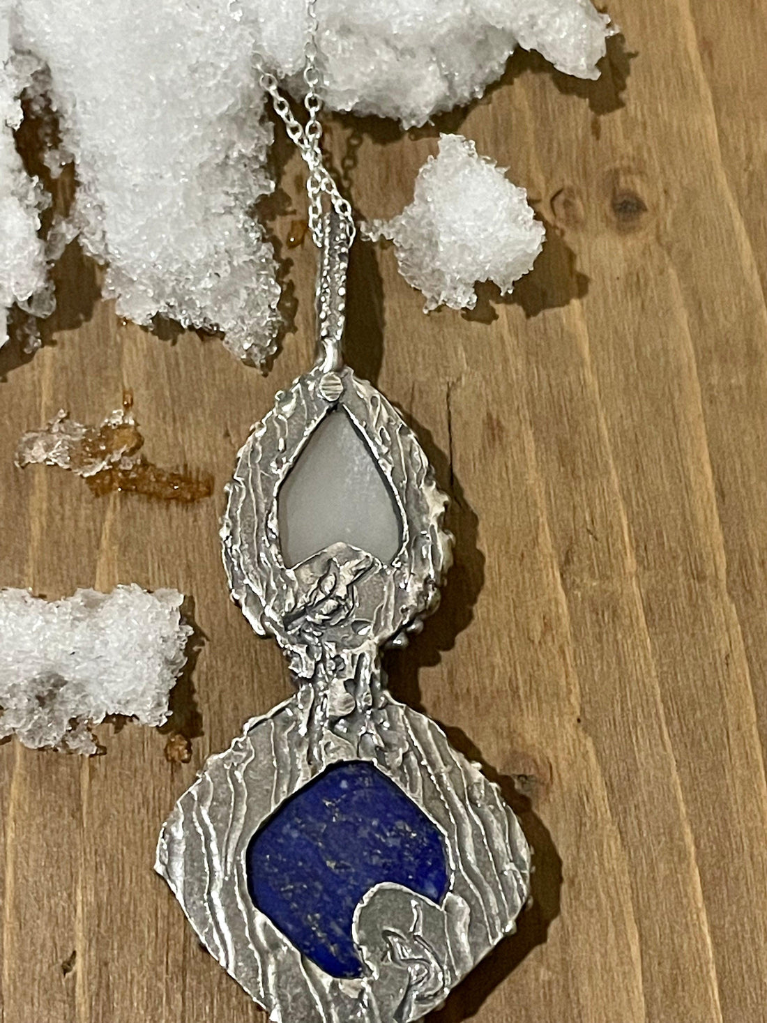 Majestic Lapis Lazuli Large Sterling Silver Necklace - Sand and Snow Jewelry