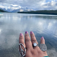 Shield Droplet Sterling Silver Rustic Ring - Sand and Snow Jewelry