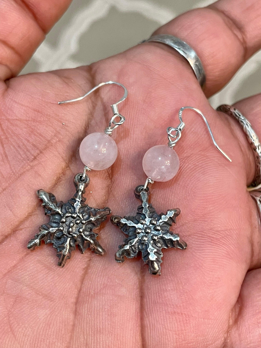 Snowflake Sterling Silver Earrings - Sand and Snow Jewelry