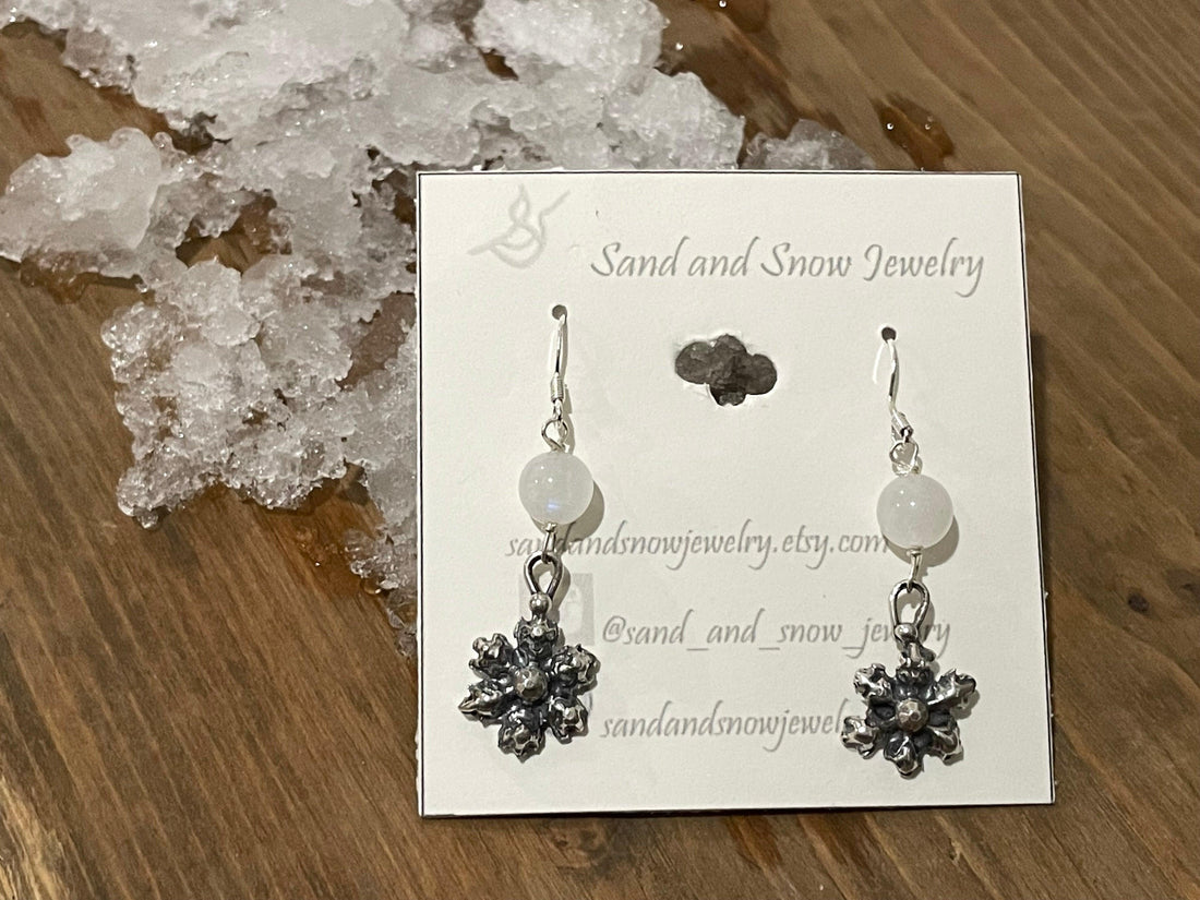 Snowflake Sterling Silver Earrings - Sand and Snow Jewelry